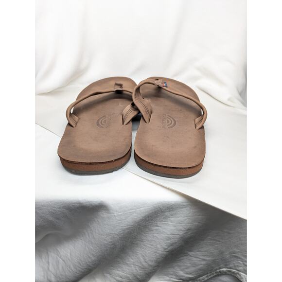 Rainbow Flip Flops Thong Sandals Mens XXL Brown Leather Surfer Beachy Resort - Picture 3 of 8